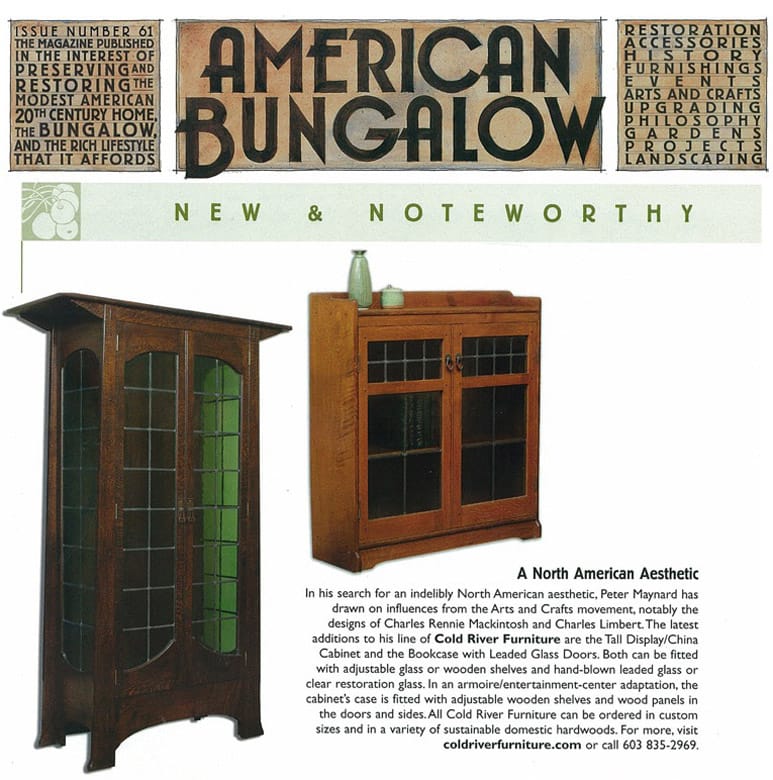 Cold River Furniture in American Bungalow magazine