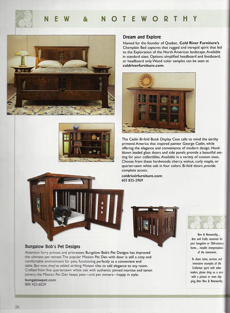 Cold River Furniture in American Bungalow magazine