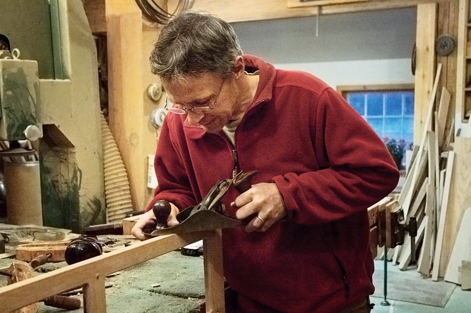 Peter Maynard using a hand plane from Stickley Museum's web blog